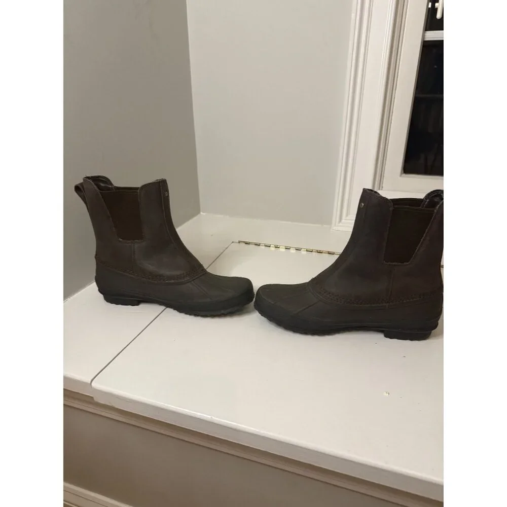 NEW Ugg Romosa Chelsea Leather Waterproof Rain Boots Men's Sz 8 Brown [jb]